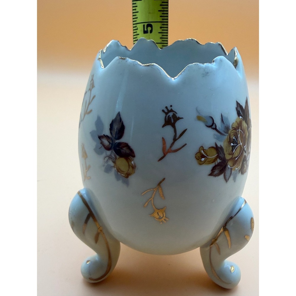 Vintage Napcoware Porcelain Footed Egg Vase Gold Trim Floral C3199/M